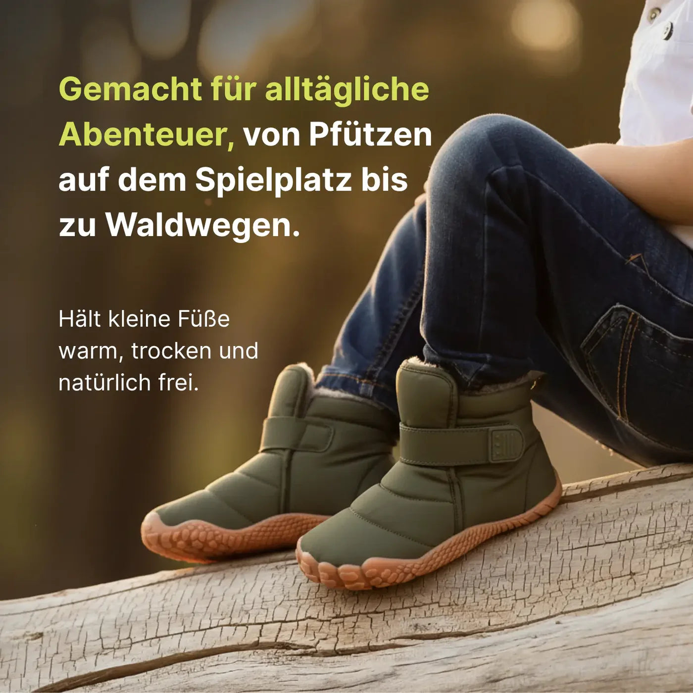 Polar Kids - Kinder Winter-gefütterte Knöchelhohe Barfußschuhe mit rutschfester Sohle & Fleece-Fütterung (2 - 10 Jahre)