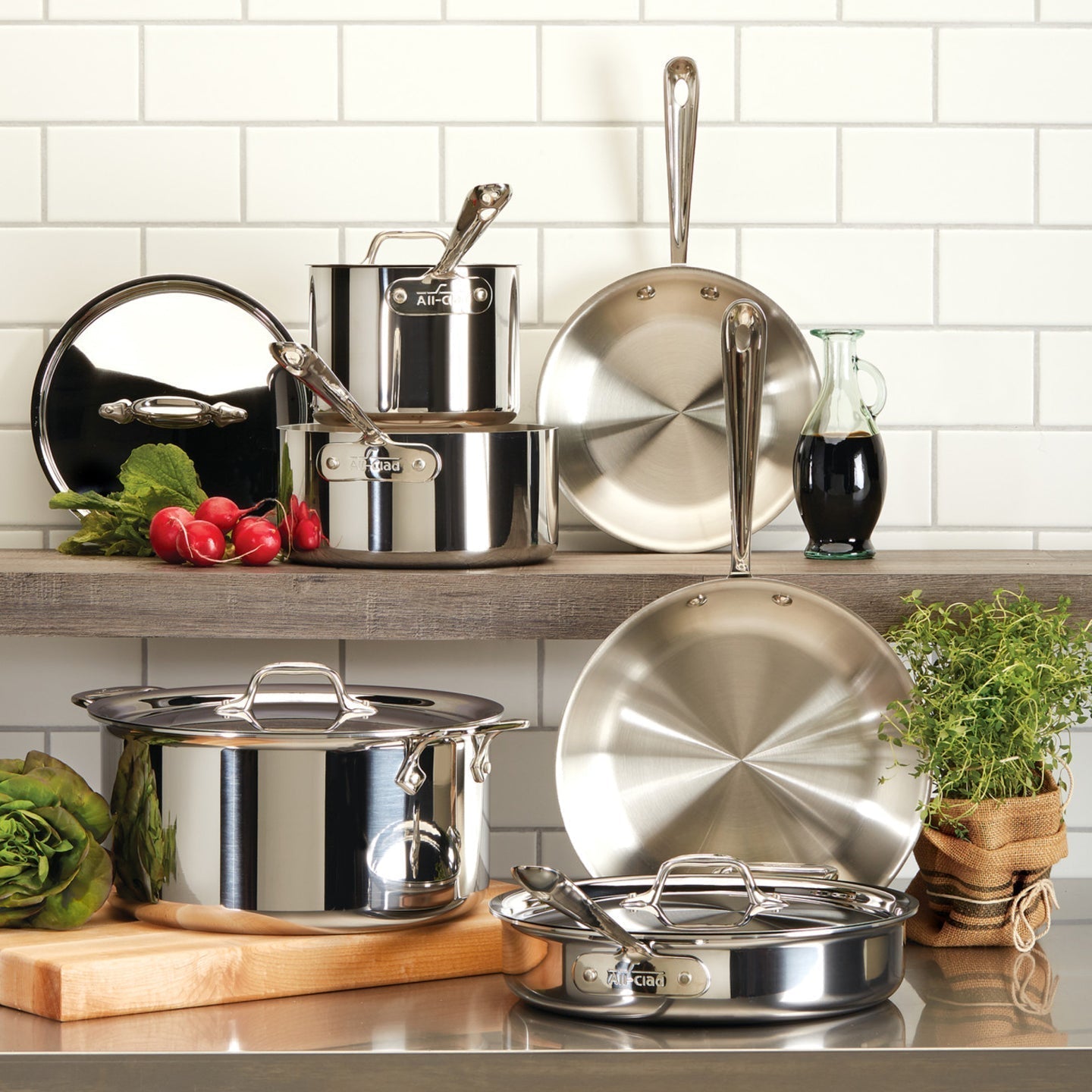 All-Clad D3 TriPly stainless steel 6-piece cookware set for professional cooking