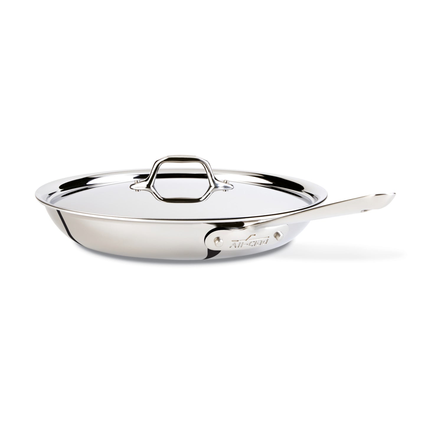 High-quality non-stick frying pan with All-Clad D3 TriPly and matching lid