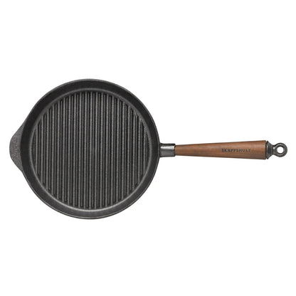 Skeppshult cast iron walnut handle grill pan, durable and heat-resistant cookware for home cooking